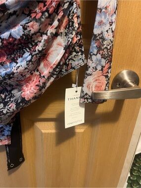 Floral Long-Sleeve Bodysuit in Pink and Blue